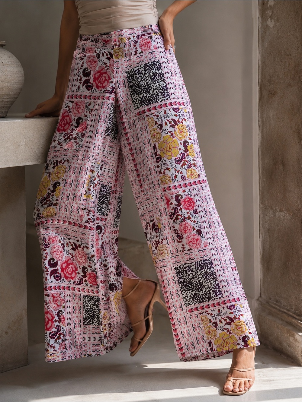 New York & Company Floral Palazzo Wide Leg Pants NWT Size M